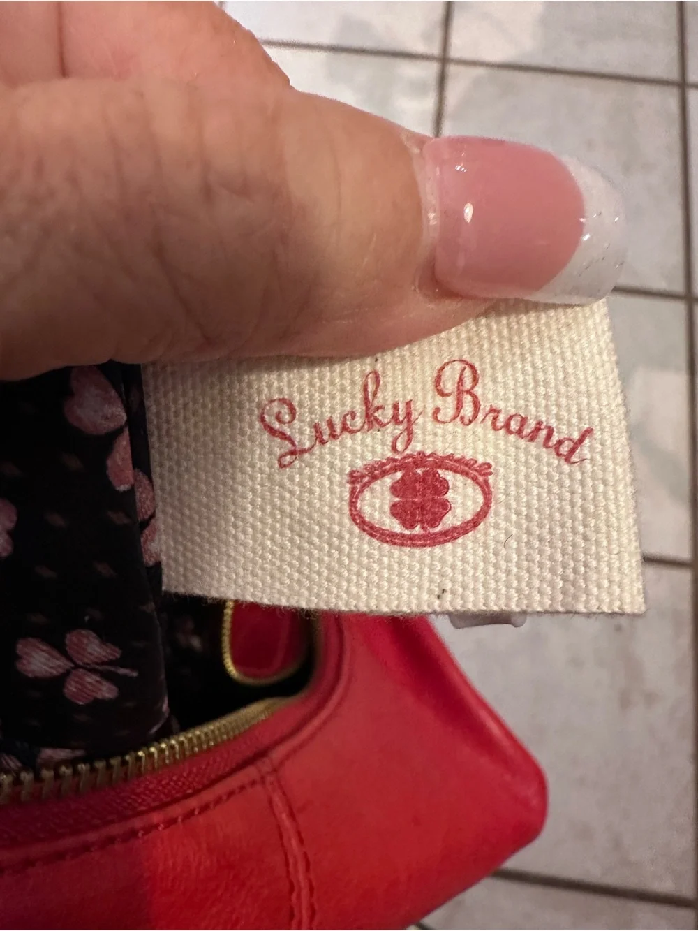 Lucky Brand Red Leather Hobo Shoulder Bag